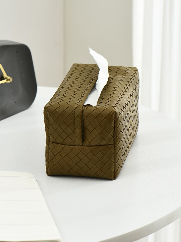 Woven Storage Box Tissue Holder Perfect for Bathroom and Kitchen Table Napkin 