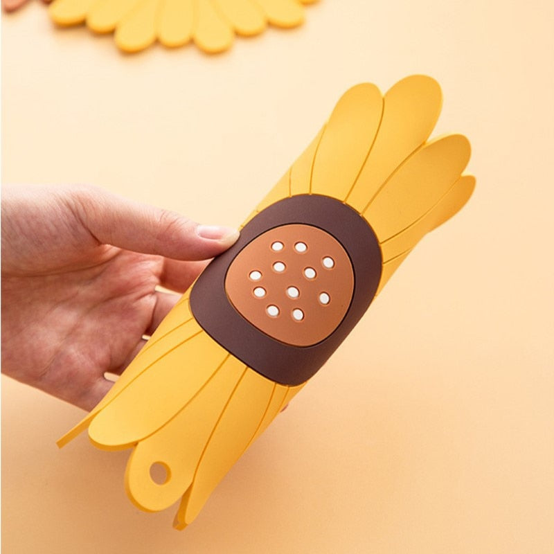 Yellow and Brown Silicone Sunflowers Shape Table Coaster