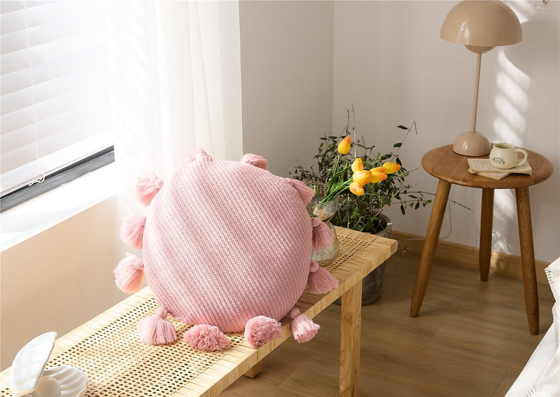 Tassel Round Seat Cushion Cotton for Home Decoration