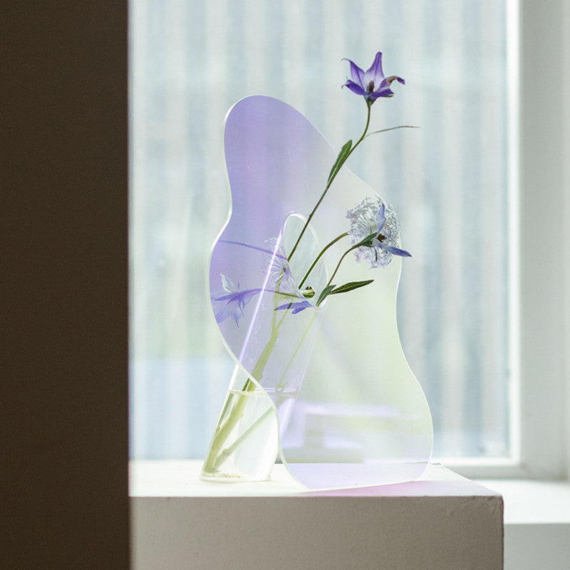 Decorative Mirror Acrylic Vase and Desktop Organizer