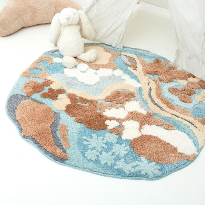 Round Shaped 3D Pattern Polyester Floor Mat