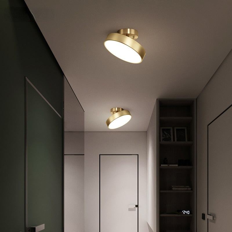 Round Gold Black Disc Metal Iron Ceiling Mounted Light 