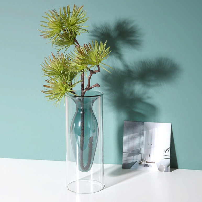 Glass Colorful Flower Vase with Modern Shapes and Morandi Style