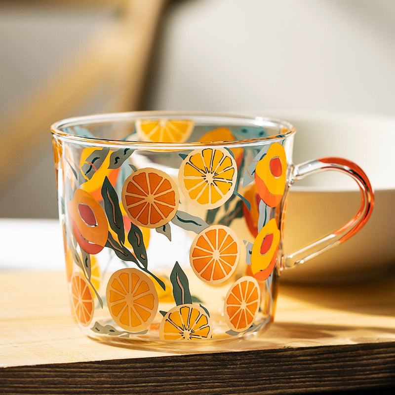 borosilicate glass yellow peach pattern with scale cup
