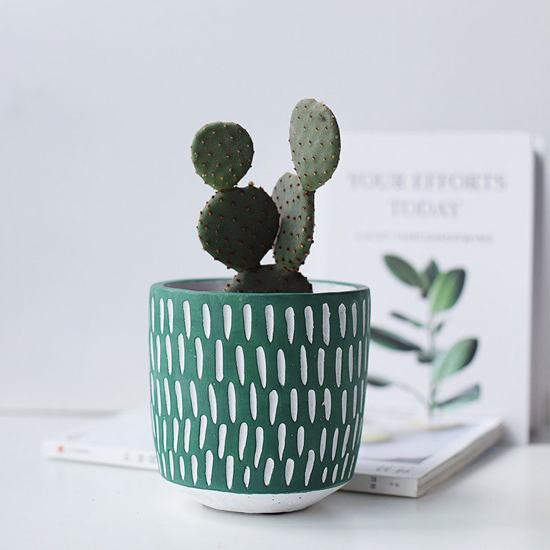 green ceramic plant pot Imprint Painted Ceramic Planters – Letifly Lights & Decor