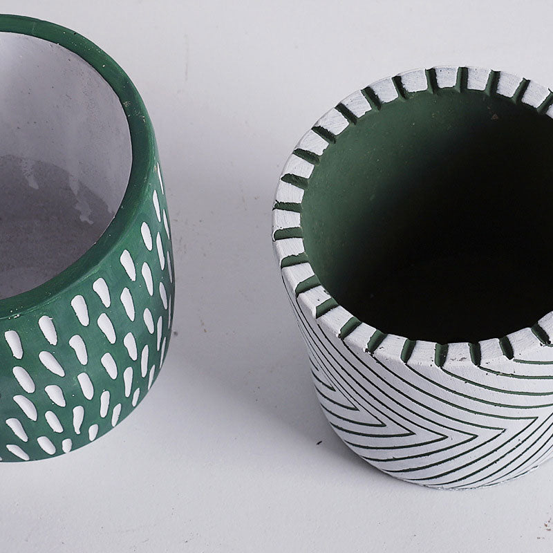 ceramic flower pots to paint Imprint Painted Ceramic Planters