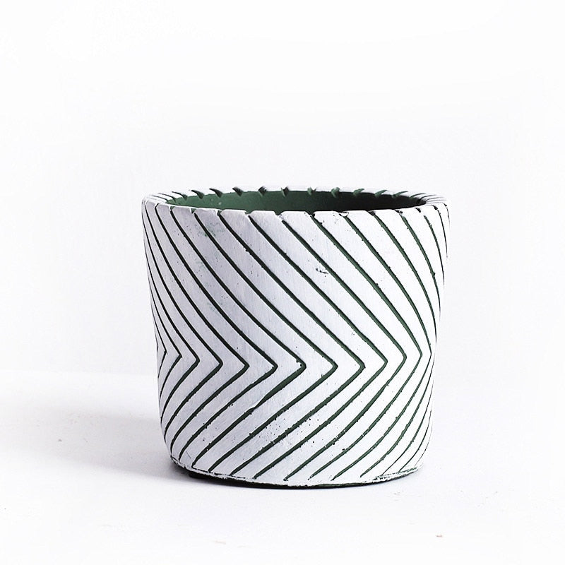 black and white plant pots Imprint Painted Ceramic Planters