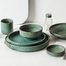 round Ceramic Porcelain Glazed finish green dinner set