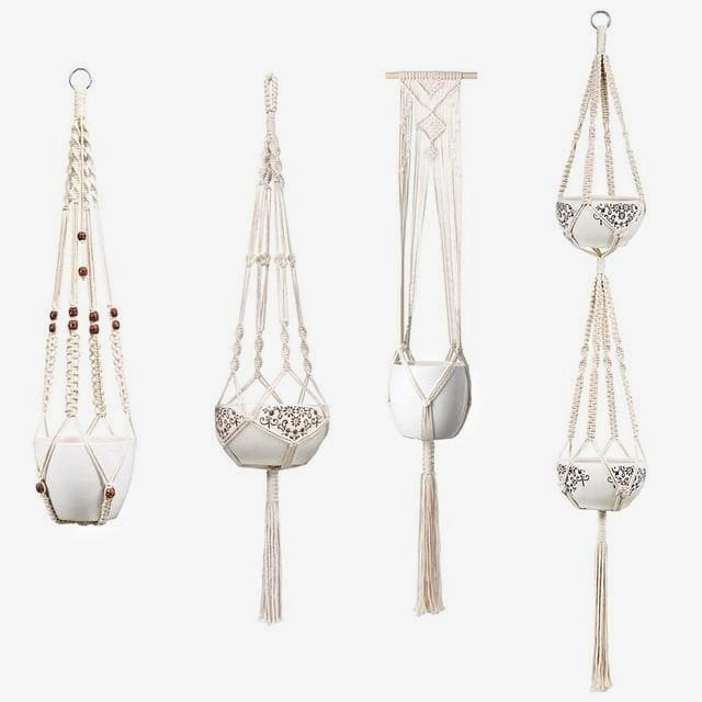 h&m hanging planter Boho Chic Hanging Planter for Modern Home Decor in Hemp and Canvas – Letifly Lights & Decor