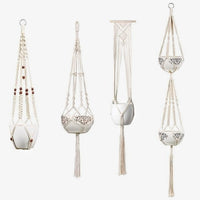 white hanging plant bracket Boho Chic Hanging Planter for Modern Home Decor in Hemp and Canvas – Letifly Lights & Decor