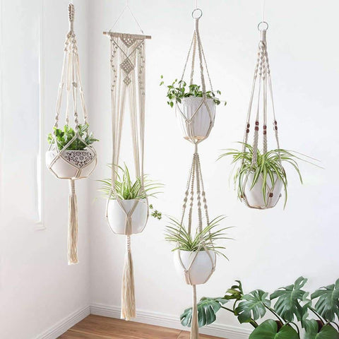 hanging plant boxes Boho Chic Hanging Planter for Modern Home Decor in Hemp and Canvas – Letifly Lights & Decor
