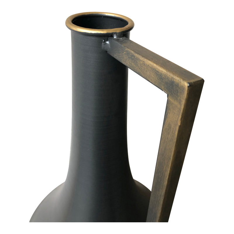Primitive Industrial Iron & Brass Metal Vase with Handle