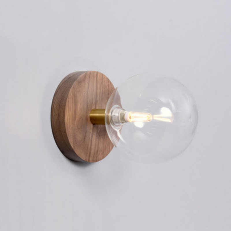 Wood Wall Lamp Frosted Glass Clear Glass Modern Design Bedroom Corridor.