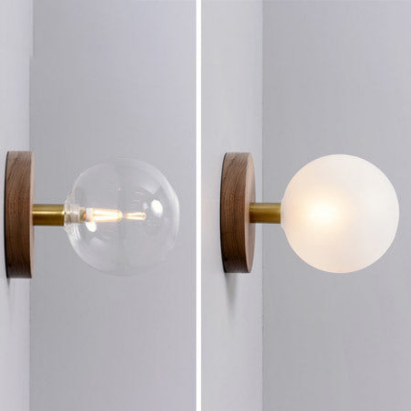 Wood Wall Lamp Frosted Glass Clear Glass Modern Design Bedroom Corridor.