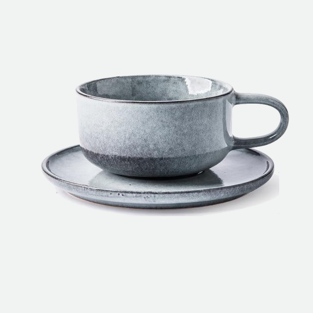 Creative Porcelain Coffee Cup Milk Ceramic European Red Tea Cups Set with Handle High quality Cement color
