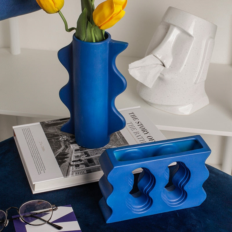 Klein Blue Wavy Vase