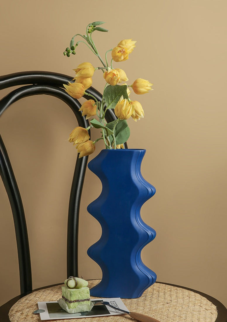Klein Blue Wavy Vase