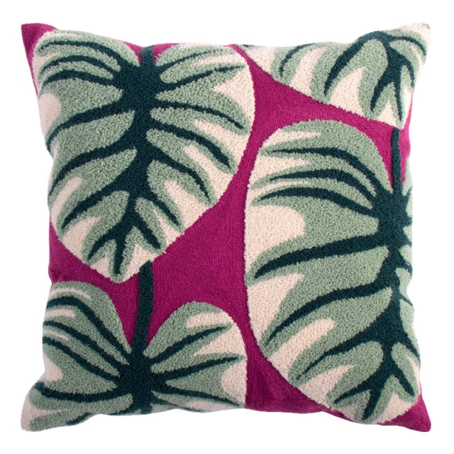 Square leave Floral Pillow