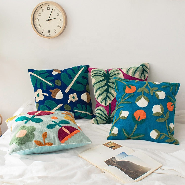 Square Colorful Floral Pillow