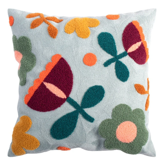 Square Colorful Floral Pillow