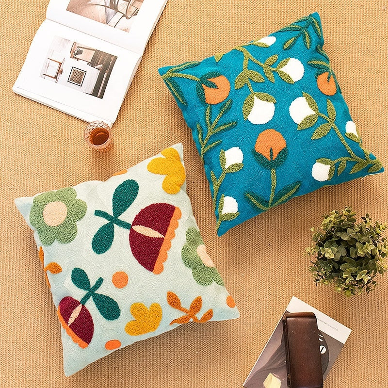Square Colorful Floral Pillow