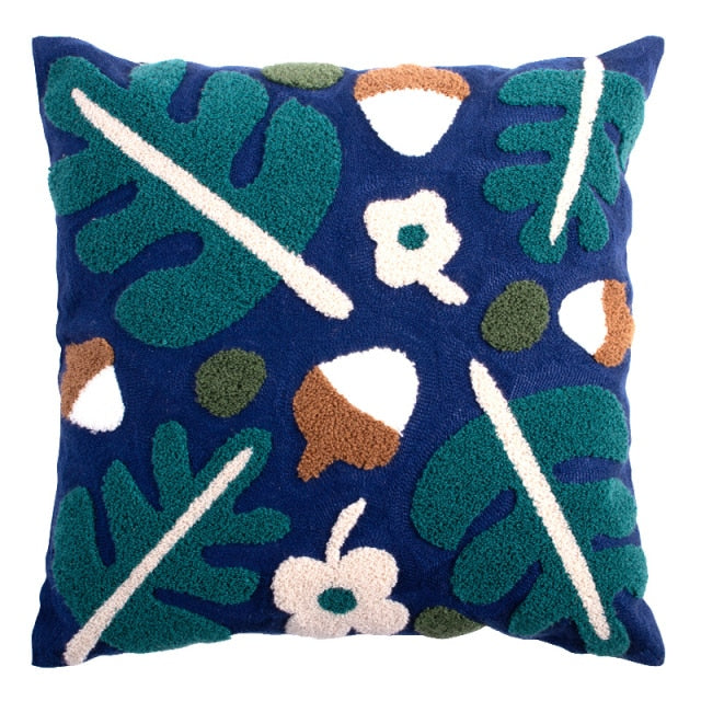 Square acorn Floral Pillow