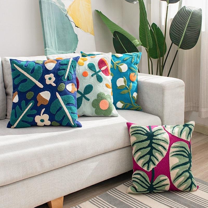 Square Colorful Floral Pillow