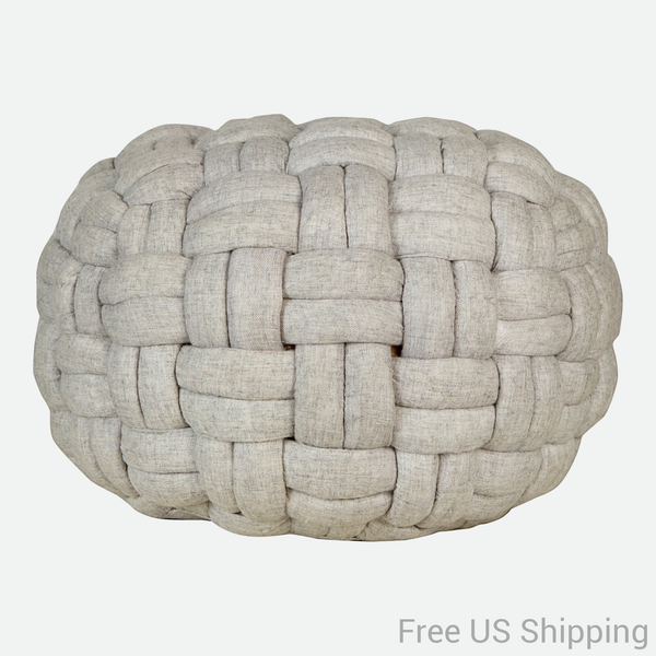 Pebble Puffed Weave Cable Knit Pouf