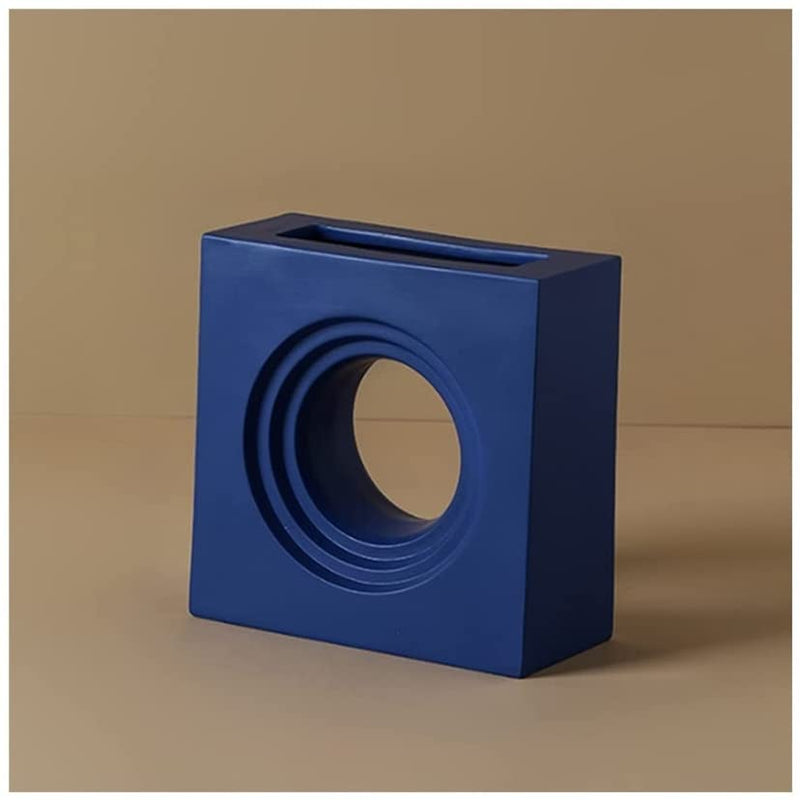Ceramic Porcelain Minimalist Architectural Shapes Vase Hole in the Wall Blue