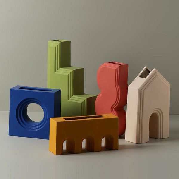 Ceramic Porcelain Minimalist Architectural Shapes Vase