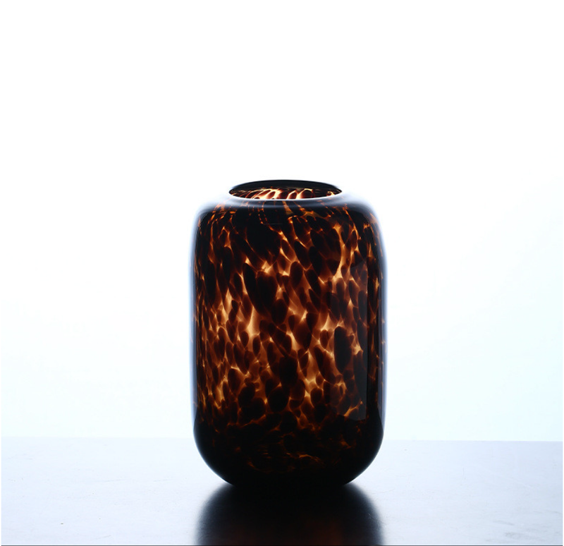 Decorative Accent Amber  Decoration for Flower Pot Murano Leopard Glass Vase