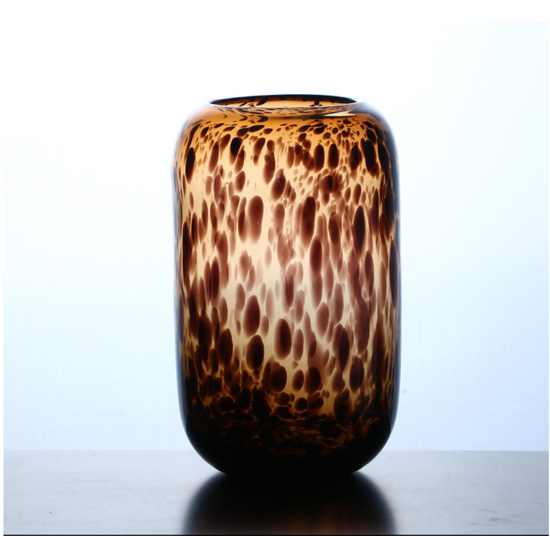 Decorative Accent Amber  Decoration for Flower Pot Murano Leopard Glass Vase