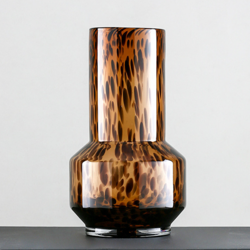 Decorative Accent Amber  Decoration for Flower Pot Murano Leopard Glass Vase