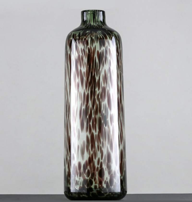 Decorative Accent Amber  Decoration for Flower Pot Murano Leopard Glass Vase