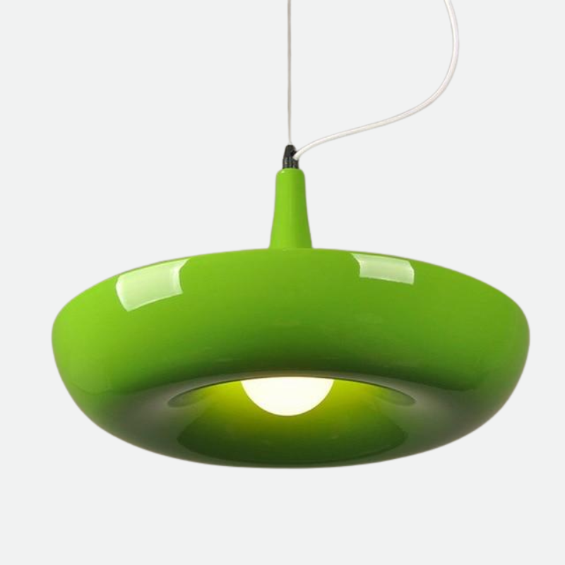 round stainless steel green pendant light