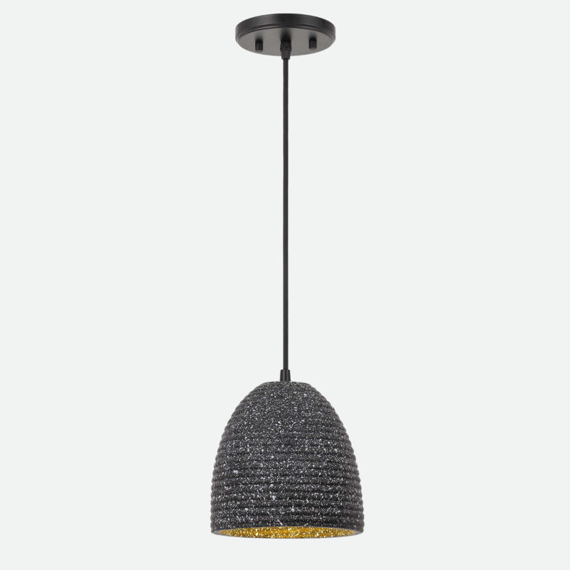 Concrete Gray with Black Shade Pendant & Ceiling Lamp