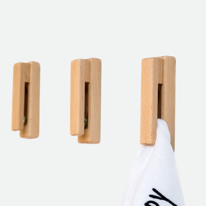 Wooden Towel Hook Holder for Storage Hanger Rack for Home Organizer