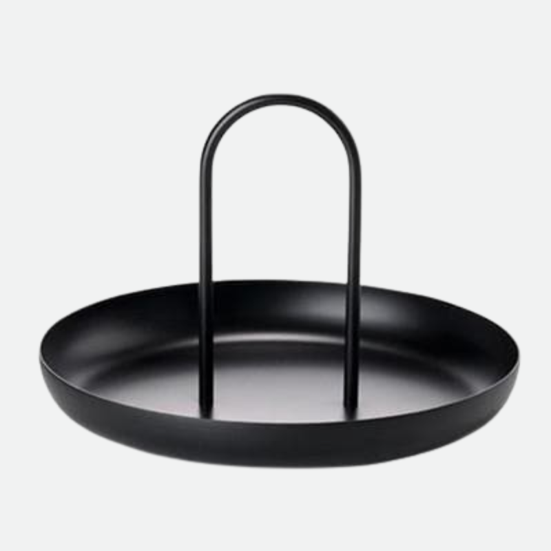 round with handle polymer black brown catch all tray and basket
