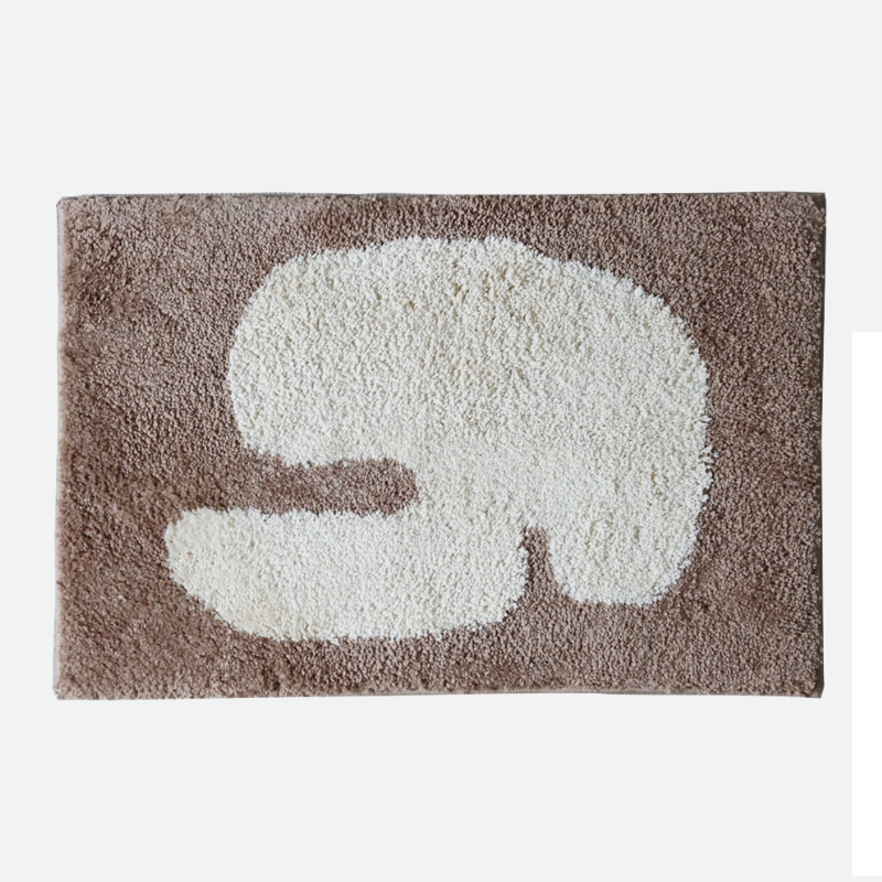 rectangle soft fluffy polyester fabric taupe white anti-slip mat