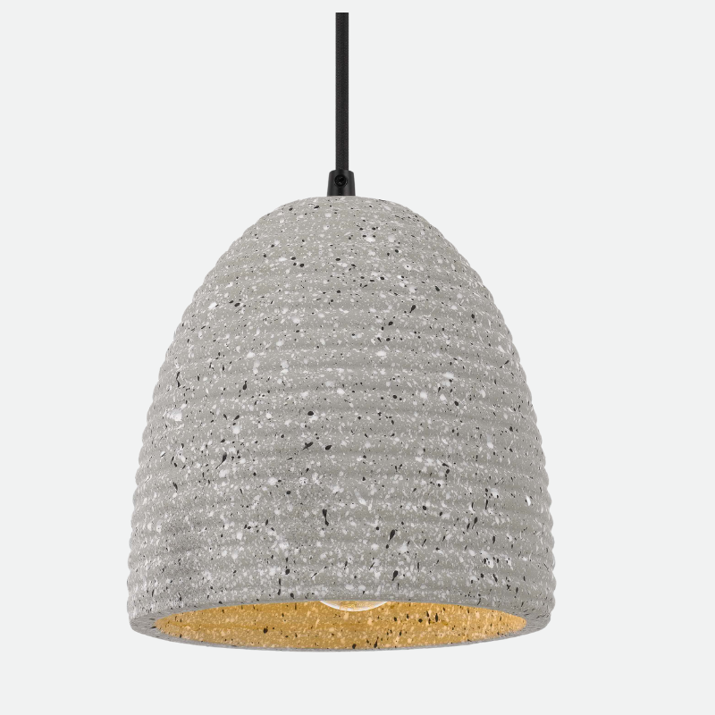 Concrete Gray with Black Shade Pendant & Ceiling Lamp