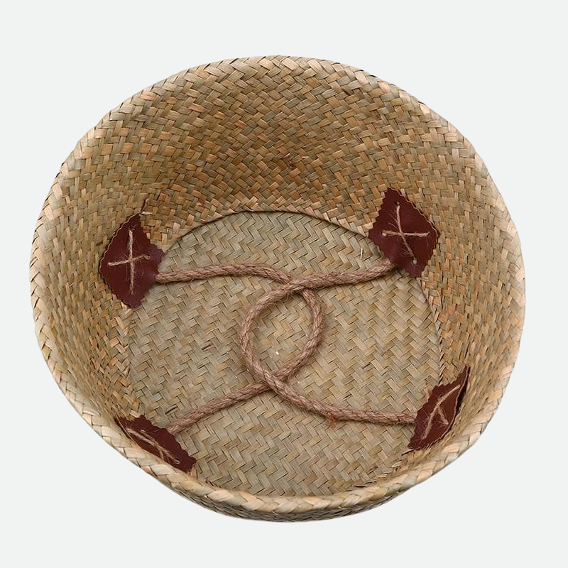 Handwoven natural seagrass storage baskets