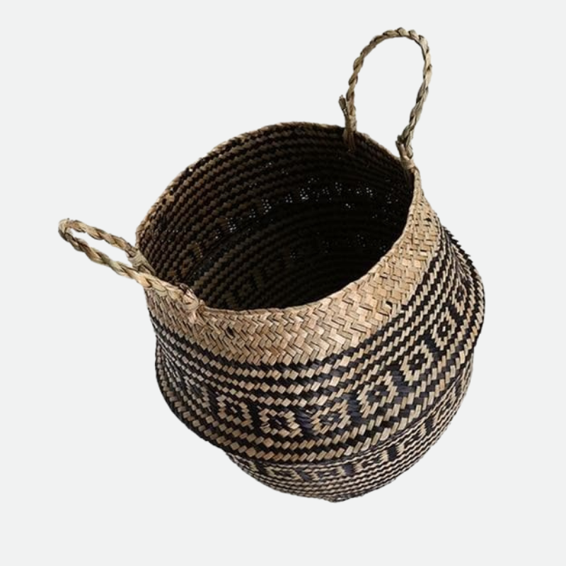 Handwoven natural seagrass storage baskets