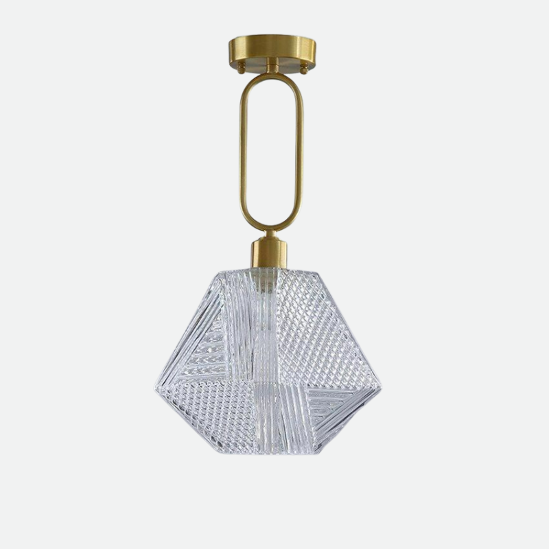 Textured Diamond Gold Glass Iron Elegant Ceiling Hanging Pendant Light