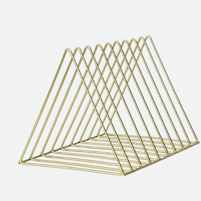 Metal triangle gold desk organizer