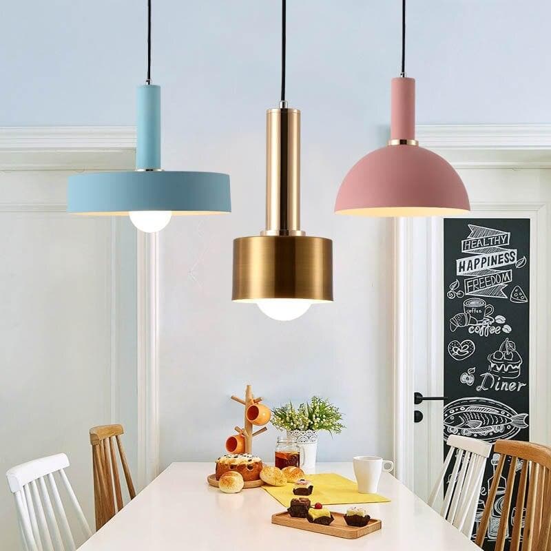 Matte metal Modern geometrical neutral pastel color pendant lamps