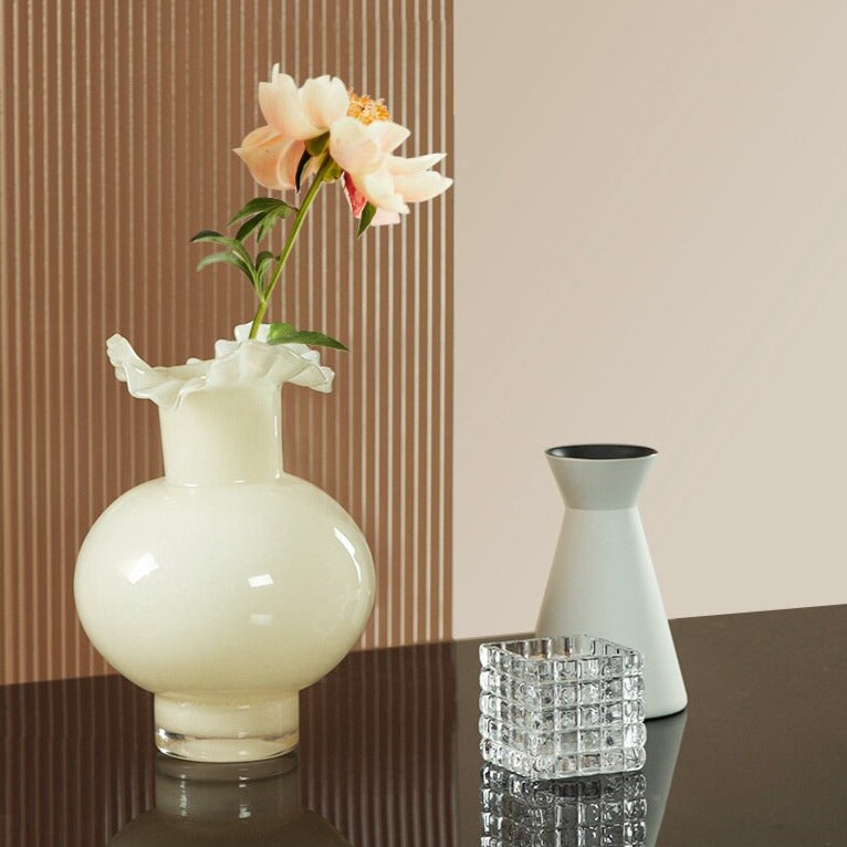 Light Milk Yellow High Sense Glass Vase 