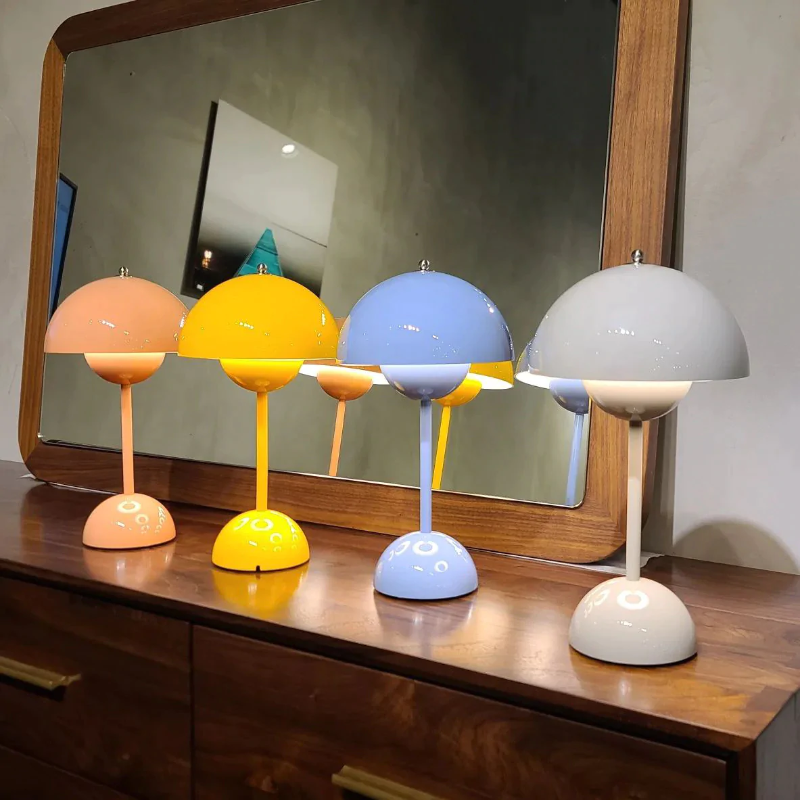 Mini Flowerpot Cordless Table Lamp Danish Designer Retro Battery Rechargeable Dining Table Lamp
