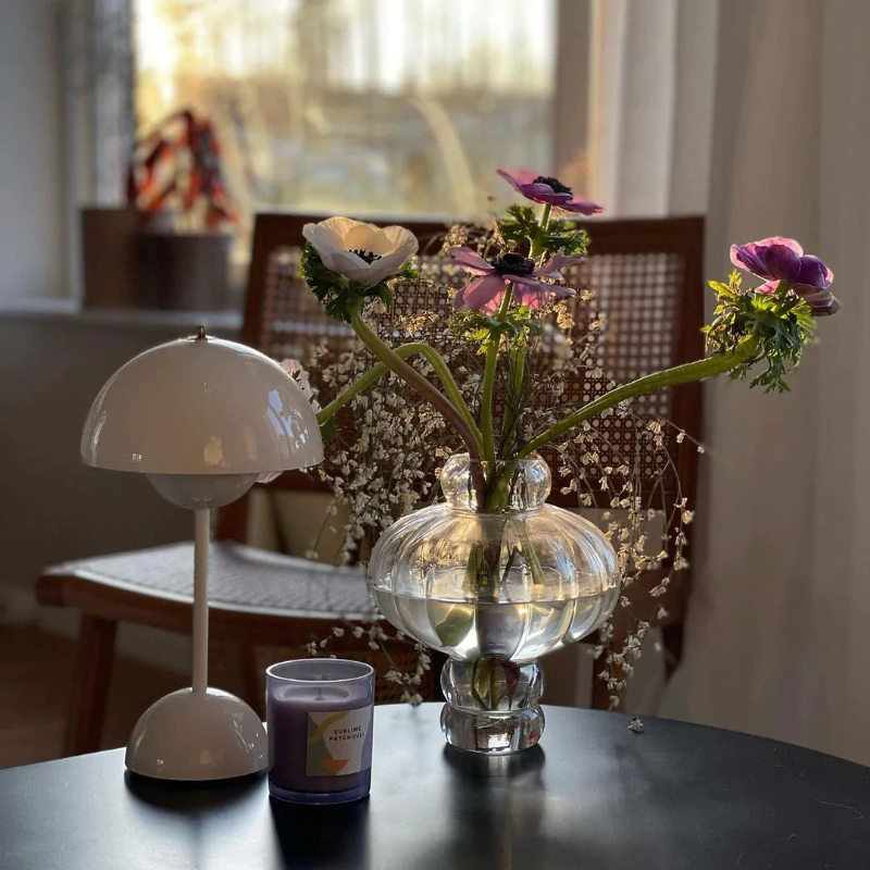 Mini Flowerpot Cordless Table Lamp Danish Designer Retro Battery Rechargeable Dining Table Lamp