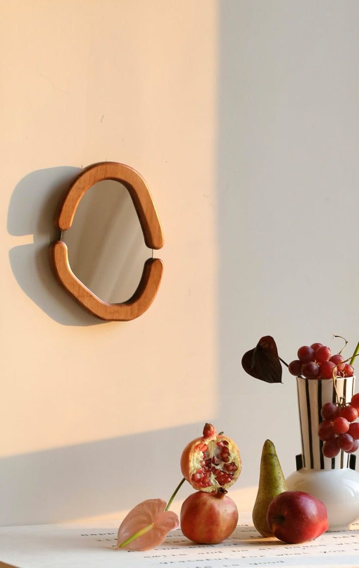 Decorative Wooden and Cream Mirror for Tabletop or Hangging Wall MIrror