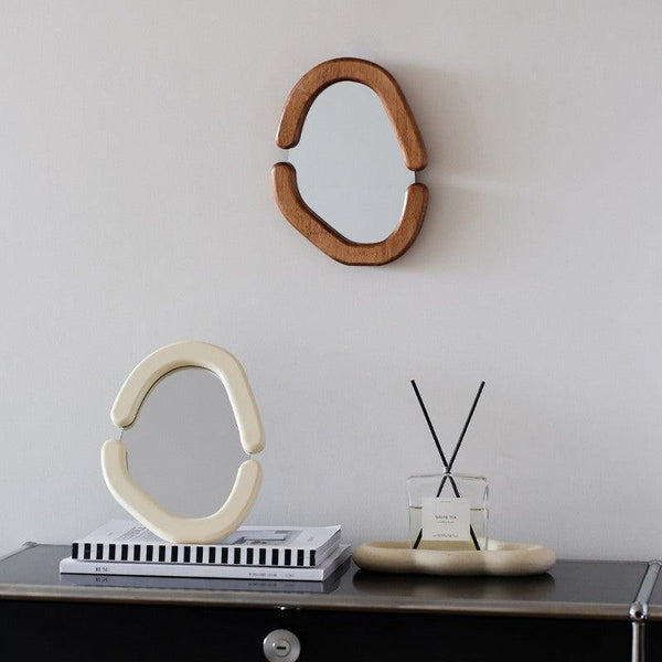 Decorative Wooden and Cream Mirror for Tabletop or Hangging Wall MIrror